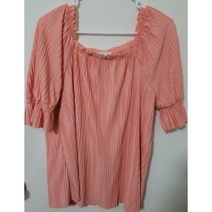 Cato's Woman's Pleated Top in Coral